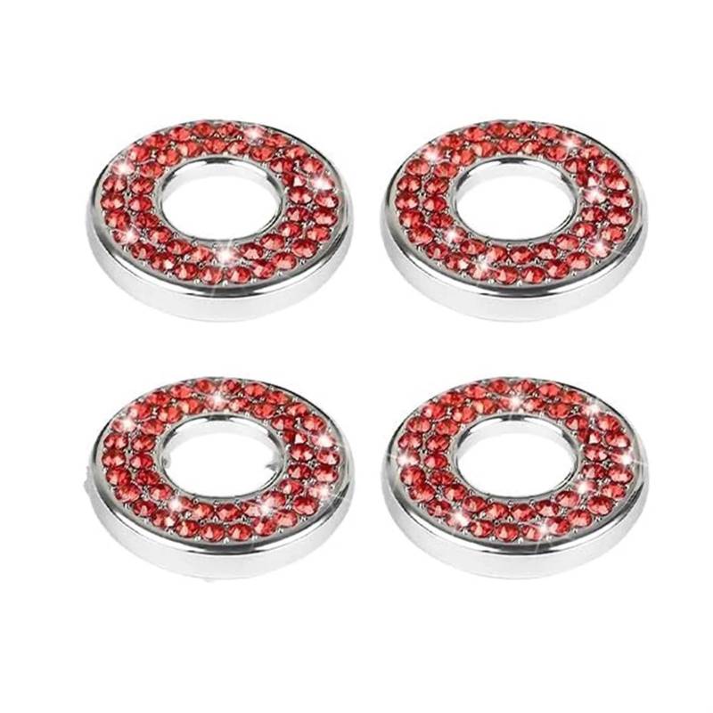 Autozubehör Innenraum Für Benz EC Für GLC Klasse Lift Bolzen Sparkle Zugstange Bling Auto Türschloss Pin Ring Abdeckung Kristall Decroation Zubehör 4x Innenraum Auto Zubehör(Circular Red) von OEXRIG