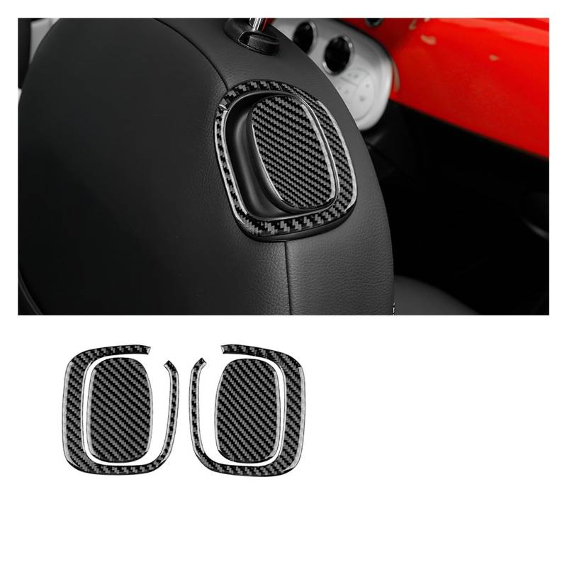 Autozubehör Innenraum Für Fiat 500 2008-2023 Autositz Griff Innenverkleidung Zubehör Soft Carbon Fiber Aufkleber Innenraum Auto Zubehör(Black Carbon) von OEXRIG