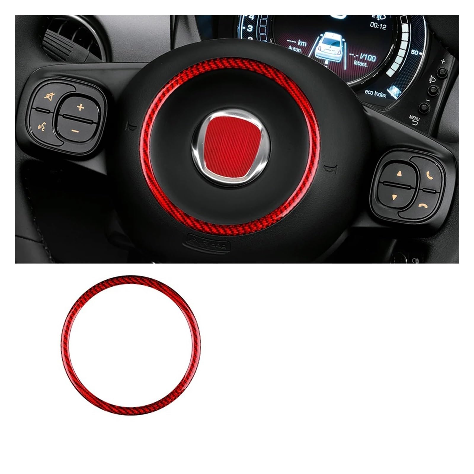 Autozubehör Innenraum Für Fiat 500 Für Abarth 595 695 2008-2014 2015 2016 2017 2018 2019 2020 2021 2022 2023 Autoinnenraum Innenraum Auto Zubehör(Outer Ring RD) von OEXRIG