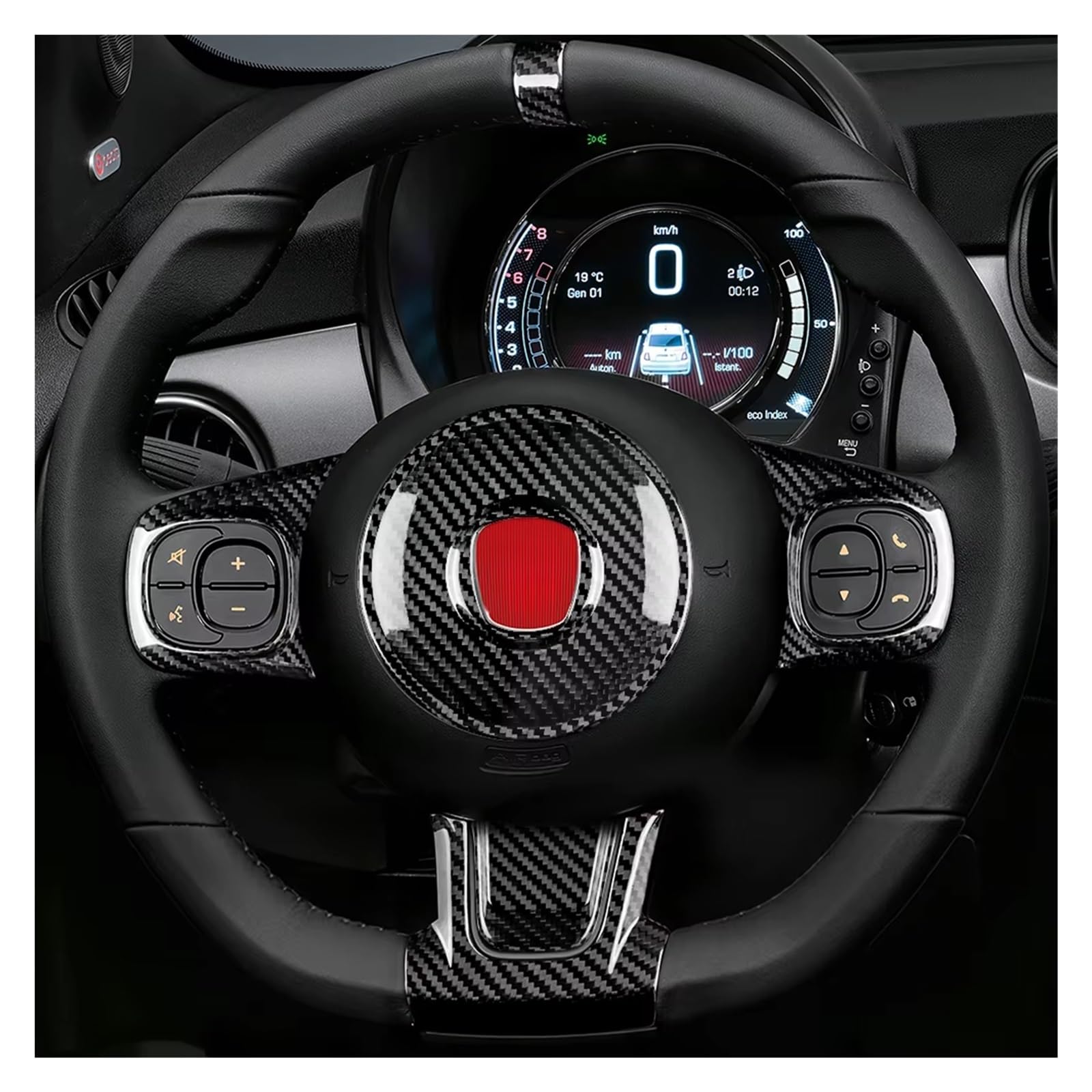 Autozubehör Innenraum Für Fiat 500 Für Abarth 595 695 2008-2014 2015 2016 2017 2018 2019 2020 2021 2022 2023 Autoinnenraum Innenraum Auto Zubehör(Type B Button RD) von OEXRIG