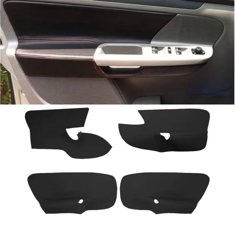 Autozubehör Innenraum Für VW Für Golf 5 2005-2010 Innen Auto Türgriff Armlehne Panel Mikrofaser Leder Abdeckung Mit Halterung Armaturen 4PCS Innenraum Auto Zubehör(Schwarz) von OEXRIG