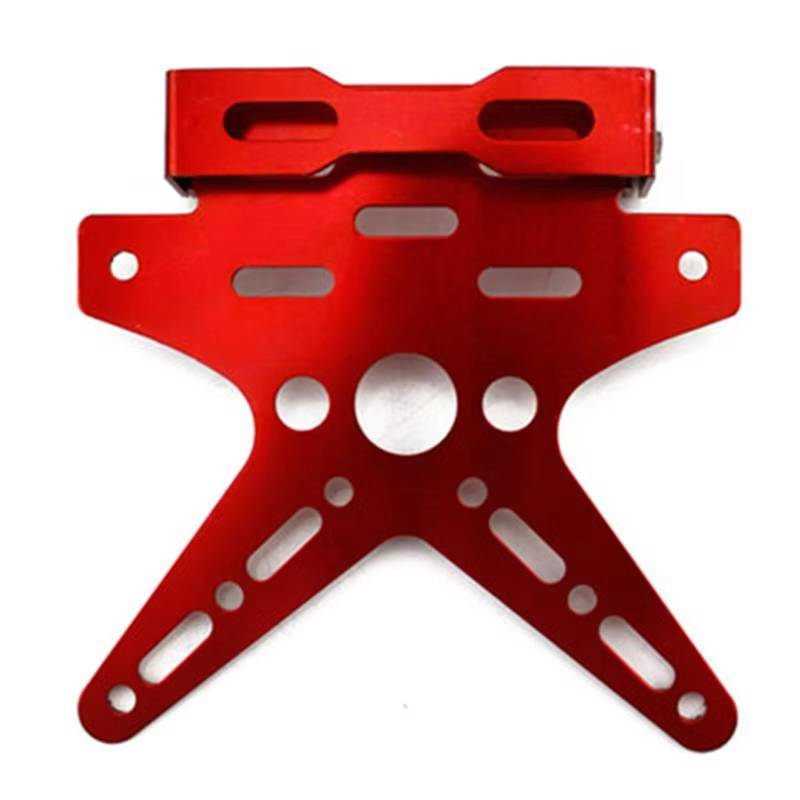 Motorrad Kennzeichenhalter Motorrad-Kennzeichenhalter, Universeller Galvanik-CNC-Aluminiumlegierung, Verstellbarer Motorrad-Kennzeichenrahmen Halter kurzes Heck(Red) von OEXRIG