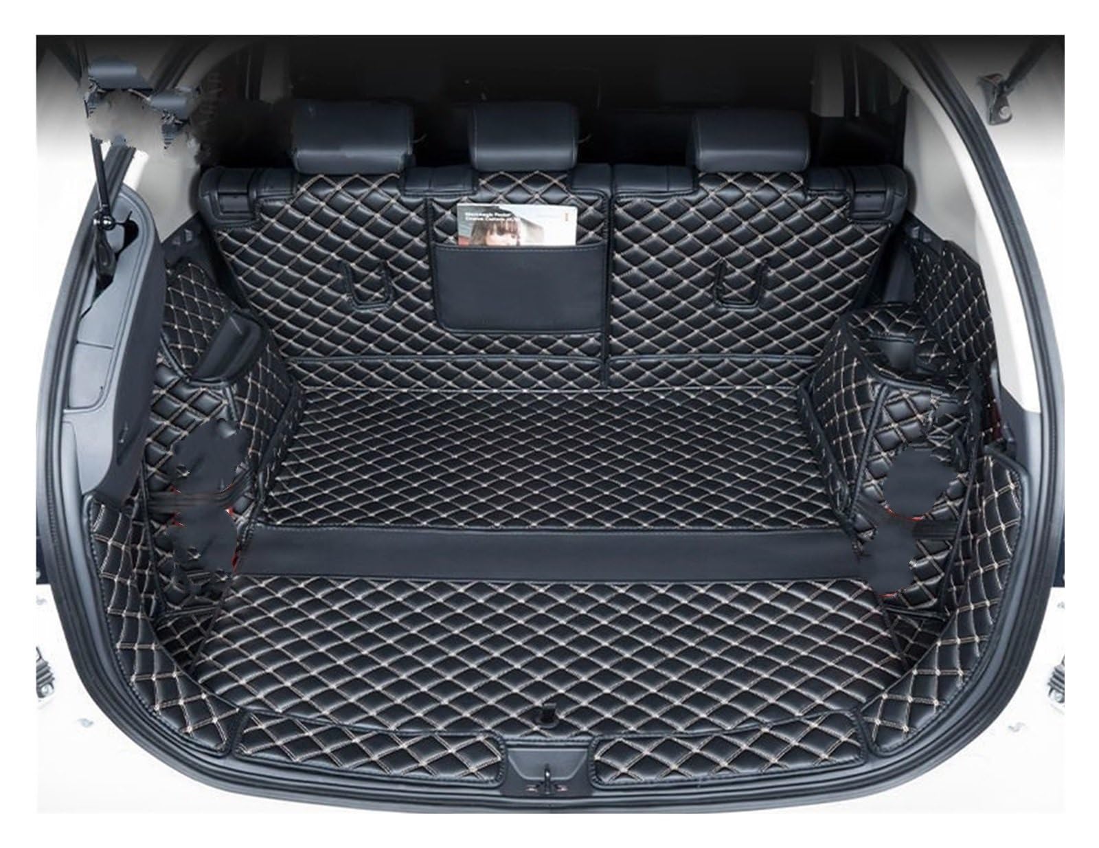 OEXRIG Kofferraummatte Für Mitsubishi Für Outlander 4WD 2WD 2013 2014 2015 2016 2017 2018 2019 2020 2021 Stamm Matte Matten Kofferraum Cargo Schutzmatte(5 Seats Black B,4WD) von OEXRIG