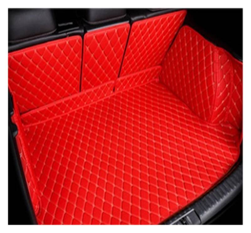 OEXRIG Kofferraummatte Für Odyssey 2008 2009 2010 2011 2012 2013 Leder Kofferraum Matte Auto Teppich Liner Stamm Boot Matte Kofferraum Cargo Schutzmatte(Red-B) von OEXRIG