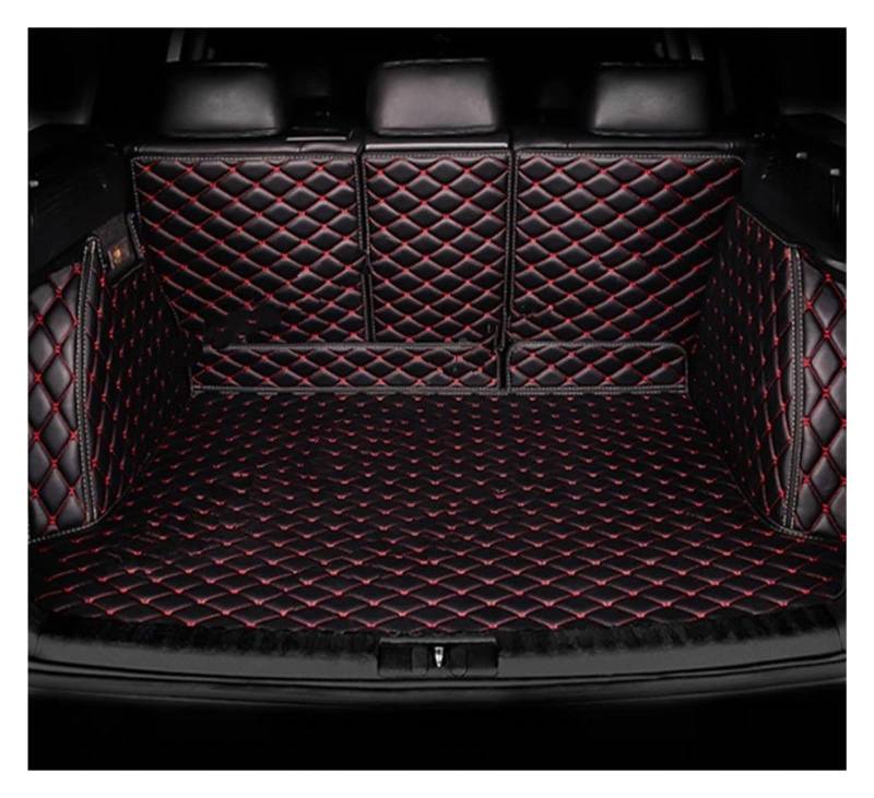 OEXRIG Kofferraummatte Für Toyota Für Highlander XU70 2020 2021 2022 2023 2024 7 Sitz wasserdichte Auto Stamm Matten Kofferraum Cargo Schutzmatte(Black Red-B) von OEXRIG