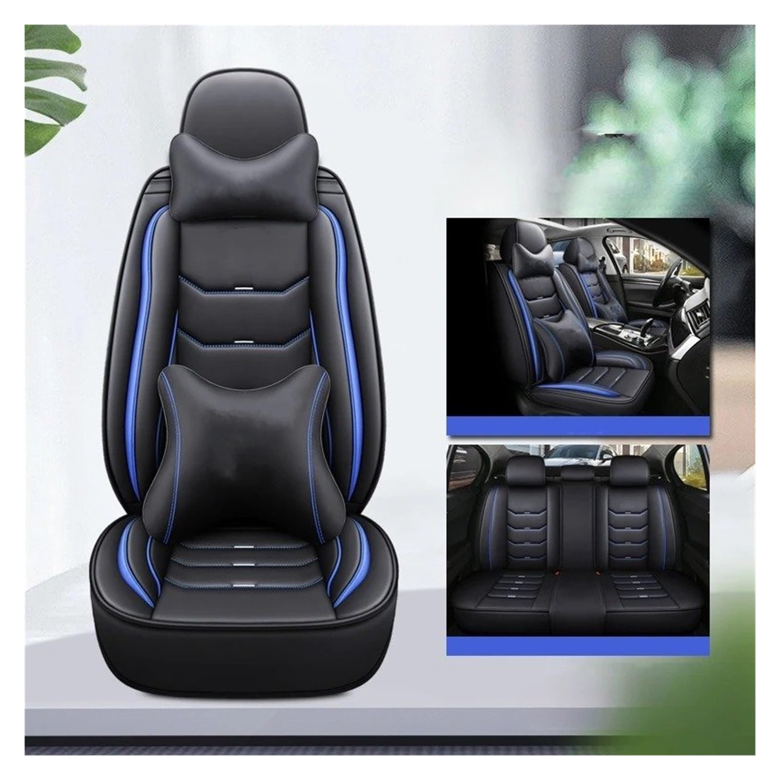 OEXRIG Sitzbezügesets Für Hyundai Für Mistra Für MoInca Für Custo Für Elantra Für Verna Für Reina Für Tuscson Für Accent Autositzbezug Autositzbezüge(B-Black Bule 5seat) von OEXRIG