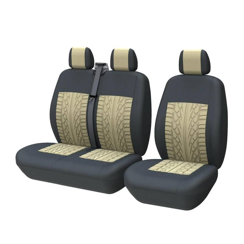 OEXRIG Sitzbezügesets Für Nissan Für Primastar 2+1 Van Truck LKW Autositzbezüge Universial Autositzschoner Autositzbezüge(Beige) von OEXRIG