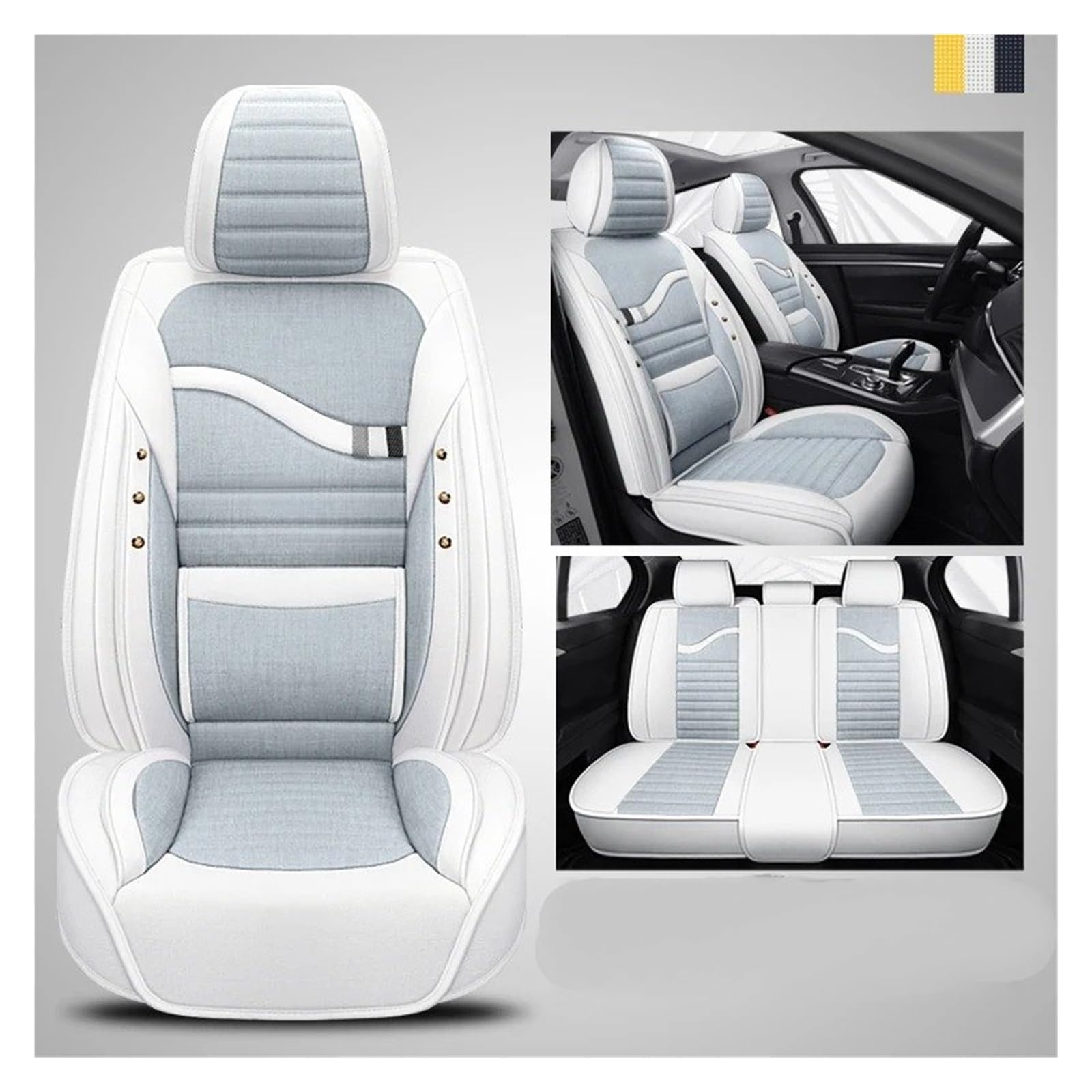 OEXRIG Sitzbezügesets Für Seat Für Leon MK2 Für Ibiza Für Ateca Für Arona Für Altea XL Flachsmaterial Autositzbezüge Zubehör Autositzbezüge(H-Front and Rear) von OEXRIG