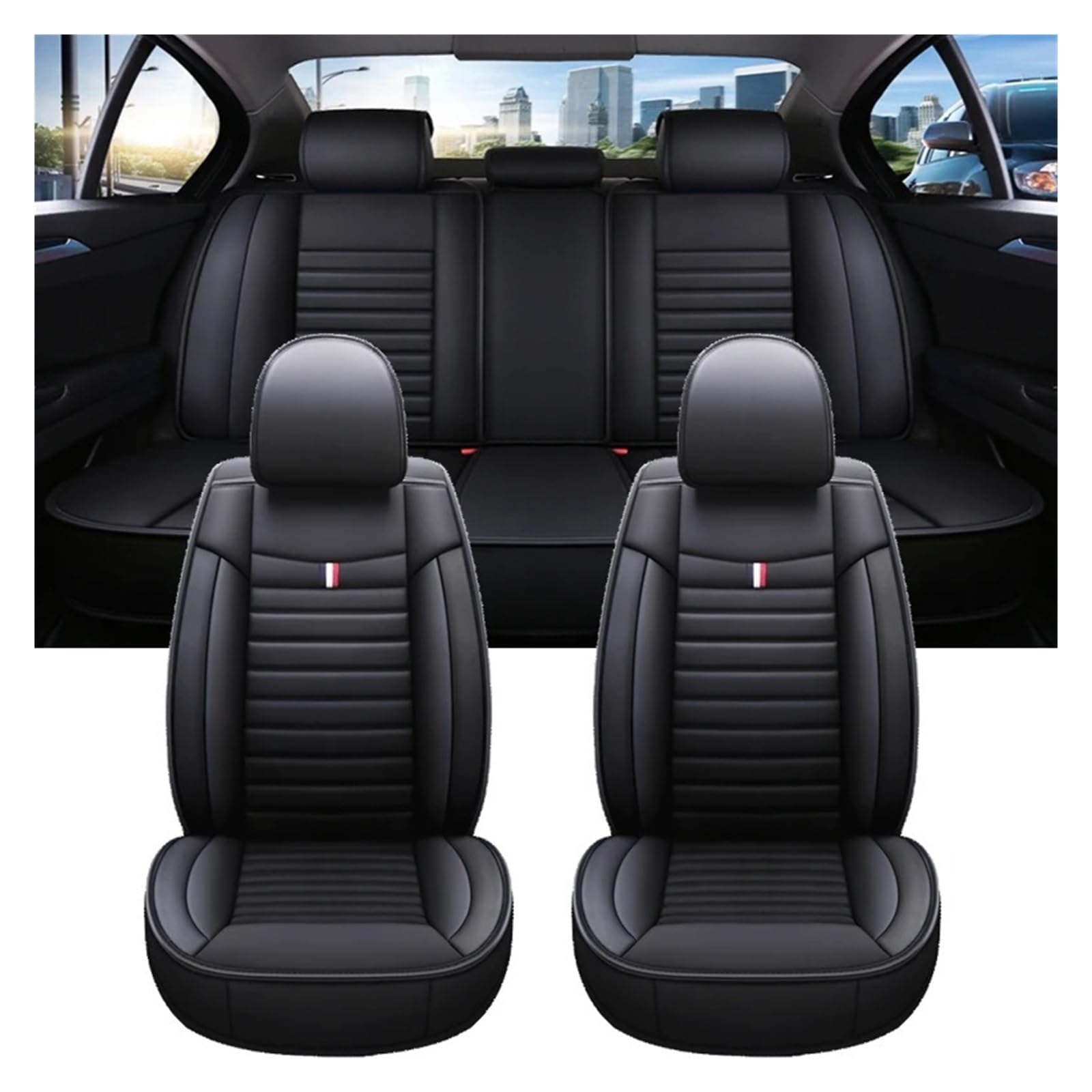 Sitzbezügesets Für Peugeot 2008 Universal Auto Sitz Abdeckung Auto Zubehör Innen Details Alle Auto Modell Autositzbezüge(Black 5 Seat) von OEXRIG