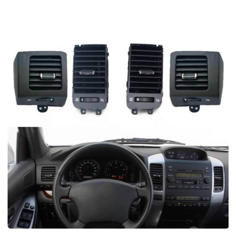 Auto-Lüftungsgitter Für Toyota Für Land Für Cruiser Für Prado LC120 2003-2009 Auto A/C Klimaanlage Outlet Rahmen Vents Platte Panel Zubehör AC Air Vent Outlet(4*Outlet-Black) von OEXRIGRU