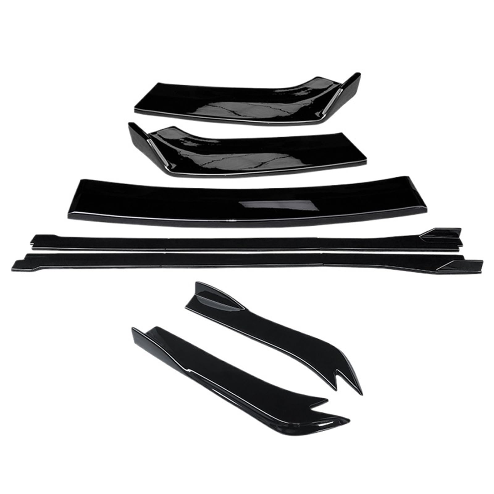 Auto Seitenschweller Für Benz C-Klasse W204 C63 2007-2014 Auto Body Kit Front Stoßstange Splitter Lip Spoiler Seite Röcke Hinten Wrap Winkel ABS Auto Seitenschweller Spoiler(Gloss Black) von OEXRIGRU