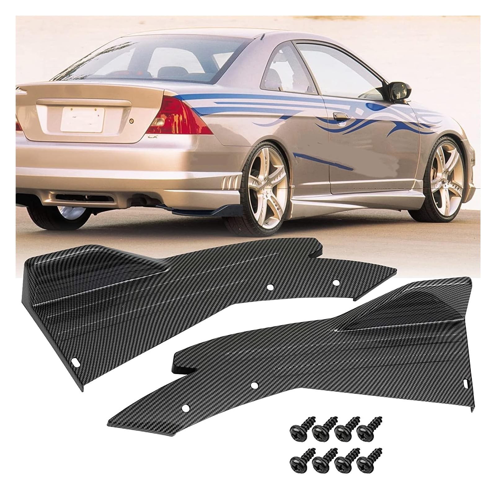 Auto Seitenschweller Für Hyundai Für Genesis Für Accent 2016-2021 Auto Hinten Bumper Spoiler Lip Splitter Diffusor Körper Kit Seite Rock Schutz Abdeckung Auto Seitenschweller Spoiler(Carbon Fiber) von OEXRIGRU