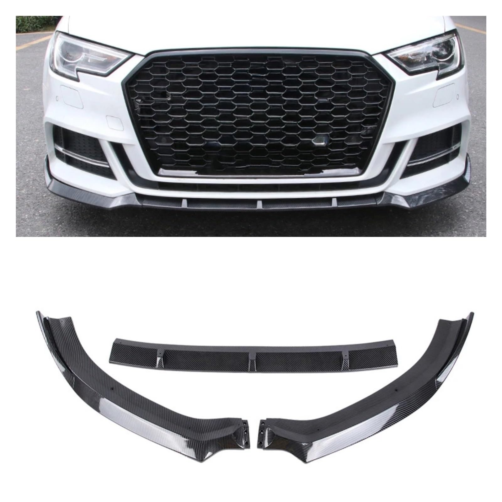 Frontlippe Spoiler Für A3 8V Für S-Linie S3 Standard Limousine Version 2017-2020 Unteren Splitter Diffusor Spoiler Körper Kits Auto Vorderen Stoßfänger Canard Lip Frontstoßstange Spoiler(A3 S3 Sport C von OEXRIGRU