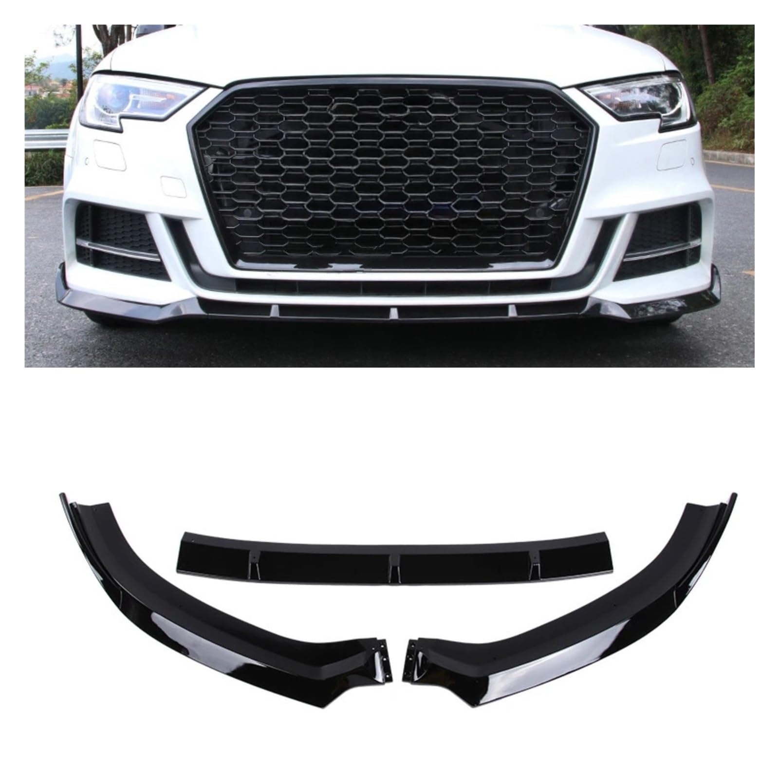 Frontlippe Spoiler Für A3 8V Für S-Linie S3 Standard Limousine Version 2017-2020 Unteren Splitter Diffusor Spoiler Körper Kits Auto Vorderen Stoßfänger Canard Lip Frontstoßstange Spoiler(A3 S3 Sport B von OEXRIGRU