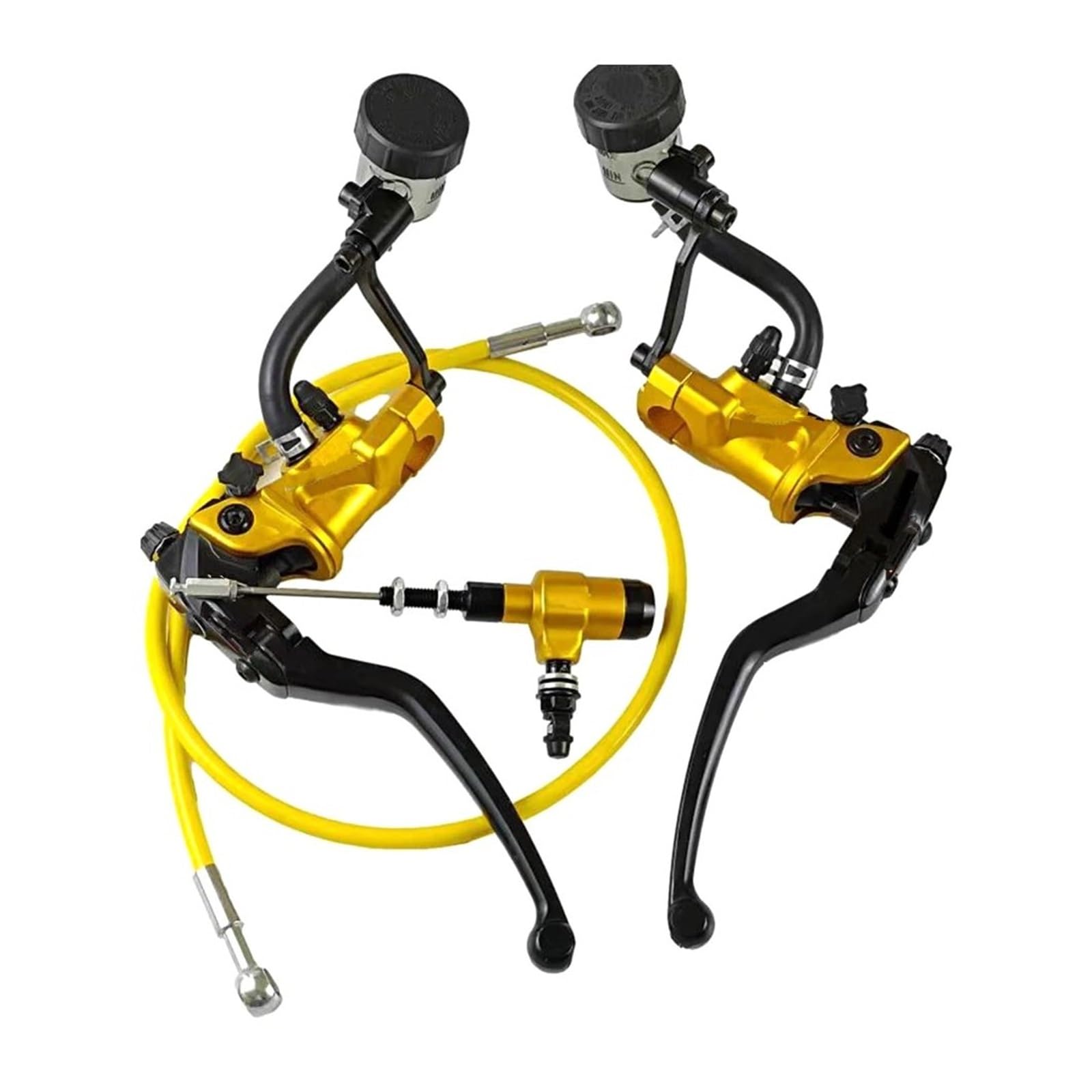 OEXRIGRU BremsKupplungshebel 7/8" (22mm) Motorrad Racing Dirt Bike Scooter Hydraulikkupplungssatz Hauptbremszylinderhebelsatz Kupplungsbremshebel(1 Pair Yellow Kit) von OEXRIGRU