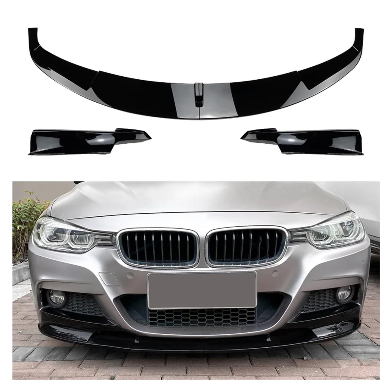 OEXRIGRU Frontlippe Spoiler Für 3 Serie F30 F31 320i 328i 330i 335i Sport 2013-2019 Diffusor Splitter Stoßstange Bodykits Auto Vorderen Stoßfänger Lip Spoiler Frontstoßstange Spoiler(Gloss Black) von OEXRIGRU