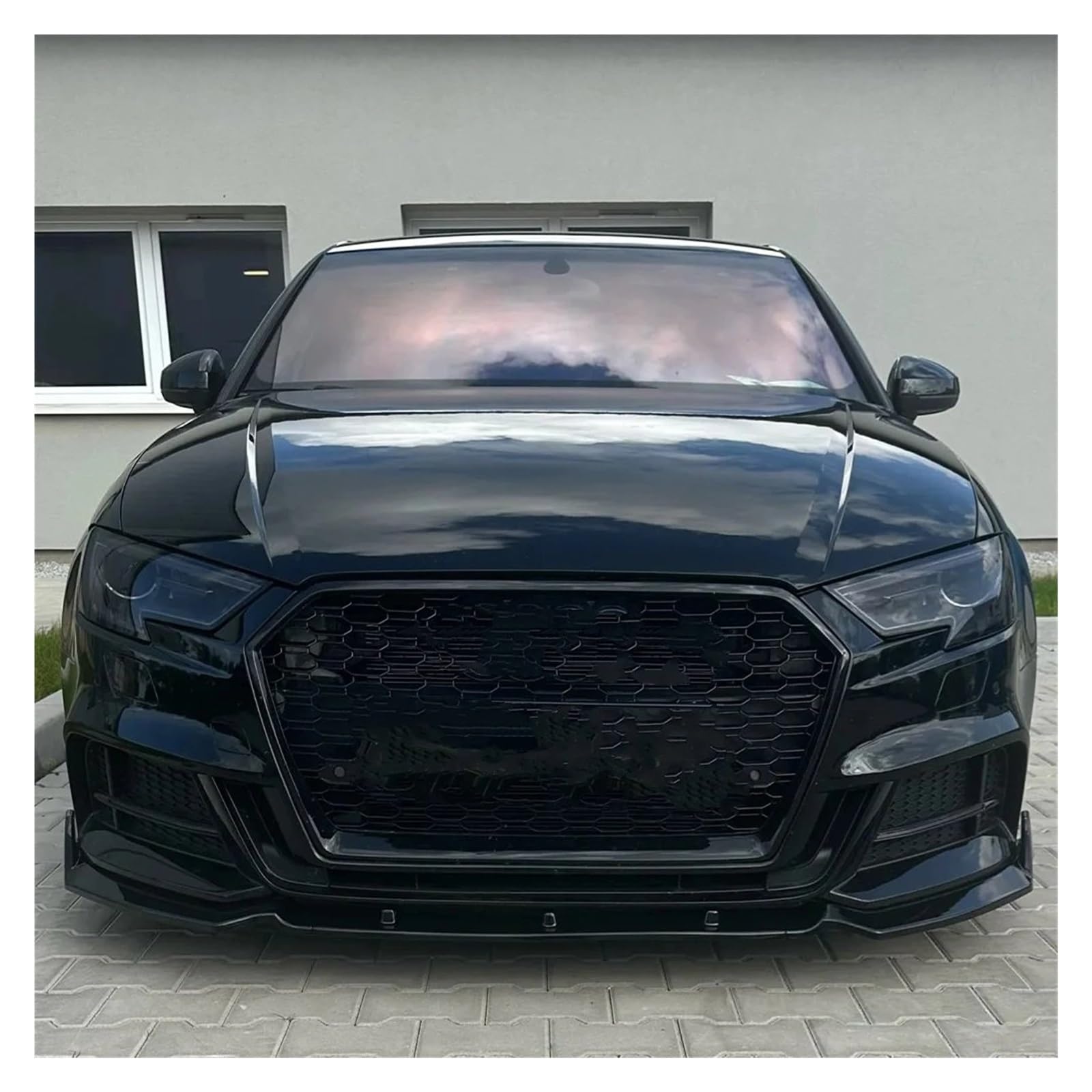 OEXRIGRU Frontlippe Spoiler Für A3 8V S3 Für S-Linie 2017 2018 2019 2020 3Pcs Glanz Schwarz Carbon Fiber Look Front Stoßstange Lip Spoiler Flügel Körper Kit Frontstoßstange Spoiler(Gloss Black) von OEXRIGRU