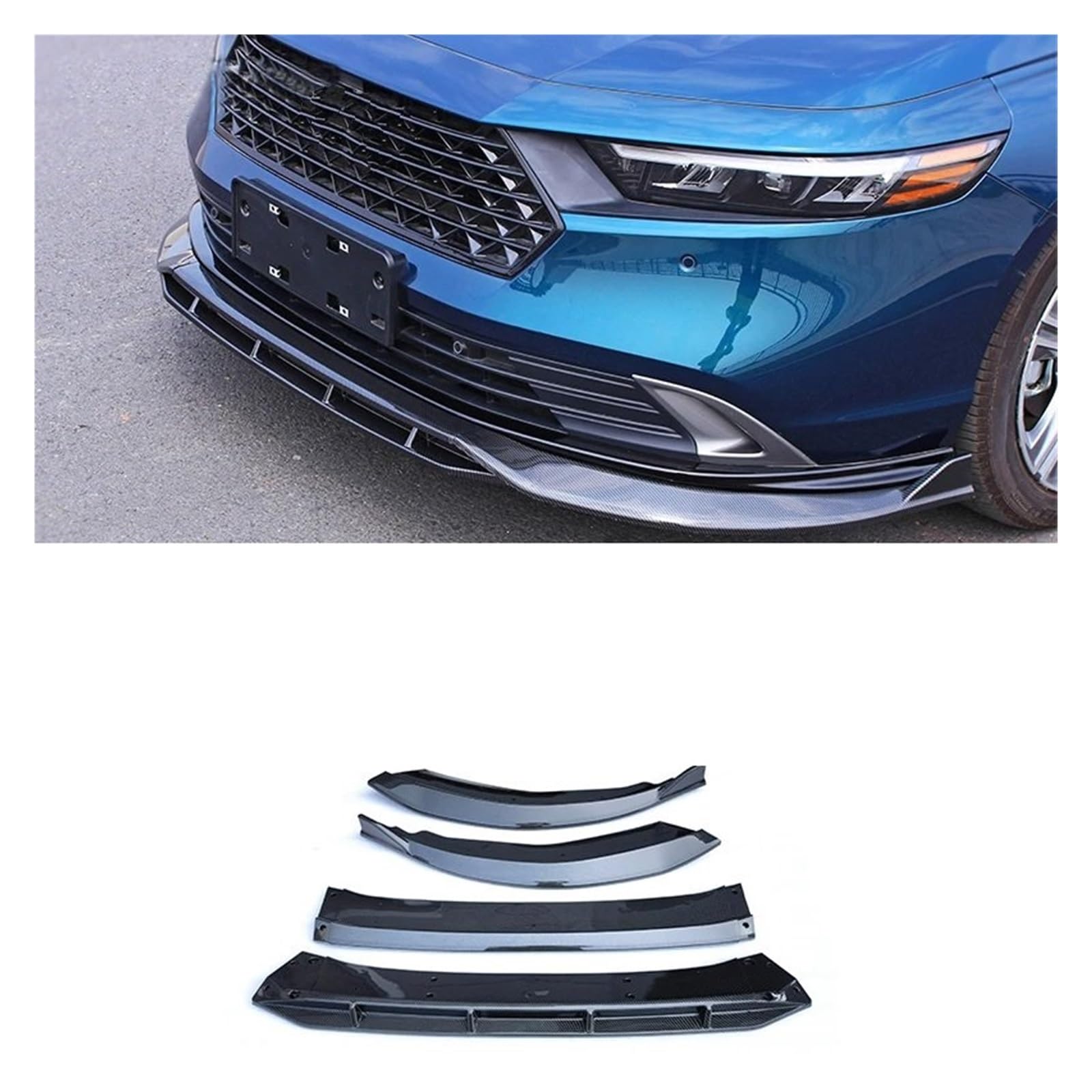 OEXRIGRU Frontlippe Spoiler Für Accord 2023 11. Generation Frontlippe Top Wing Frontspoiler Lip Splitter Diffusor Body Kit Spoiler Stoßstangenschutz Frontstoßstange Spoiler(Front Carbon Look) von OEXRIGRU