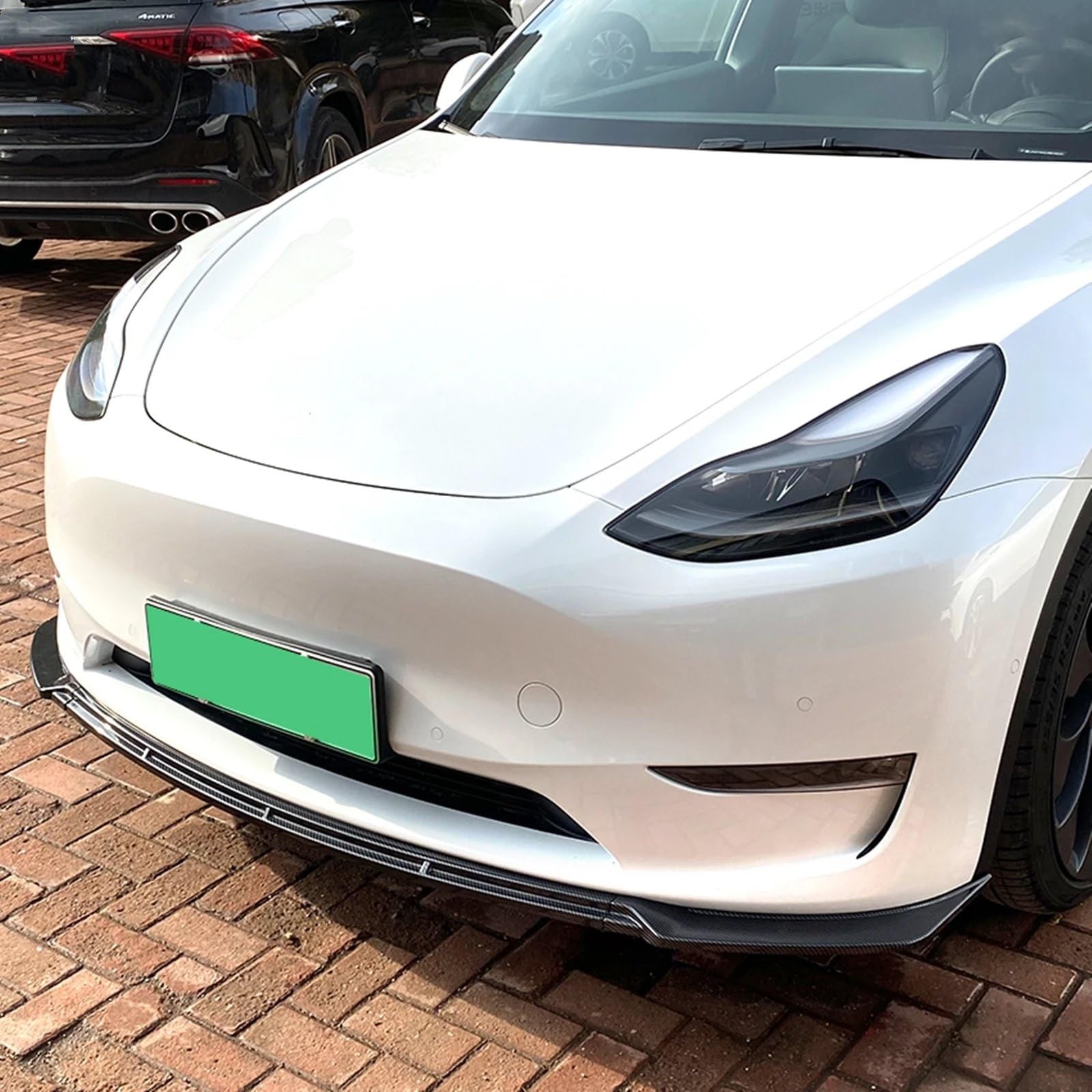 OEXRIGRU Frontlippe Spoiler Für Tesla Für Modell Y 2020 2021 2022 Frontschürze Spoiler Lip Splitter Guard Board Glänzend Schwarz Carbon Faser Frontstoßstange Spoiler(Carbon Look) von OEXRIGRU