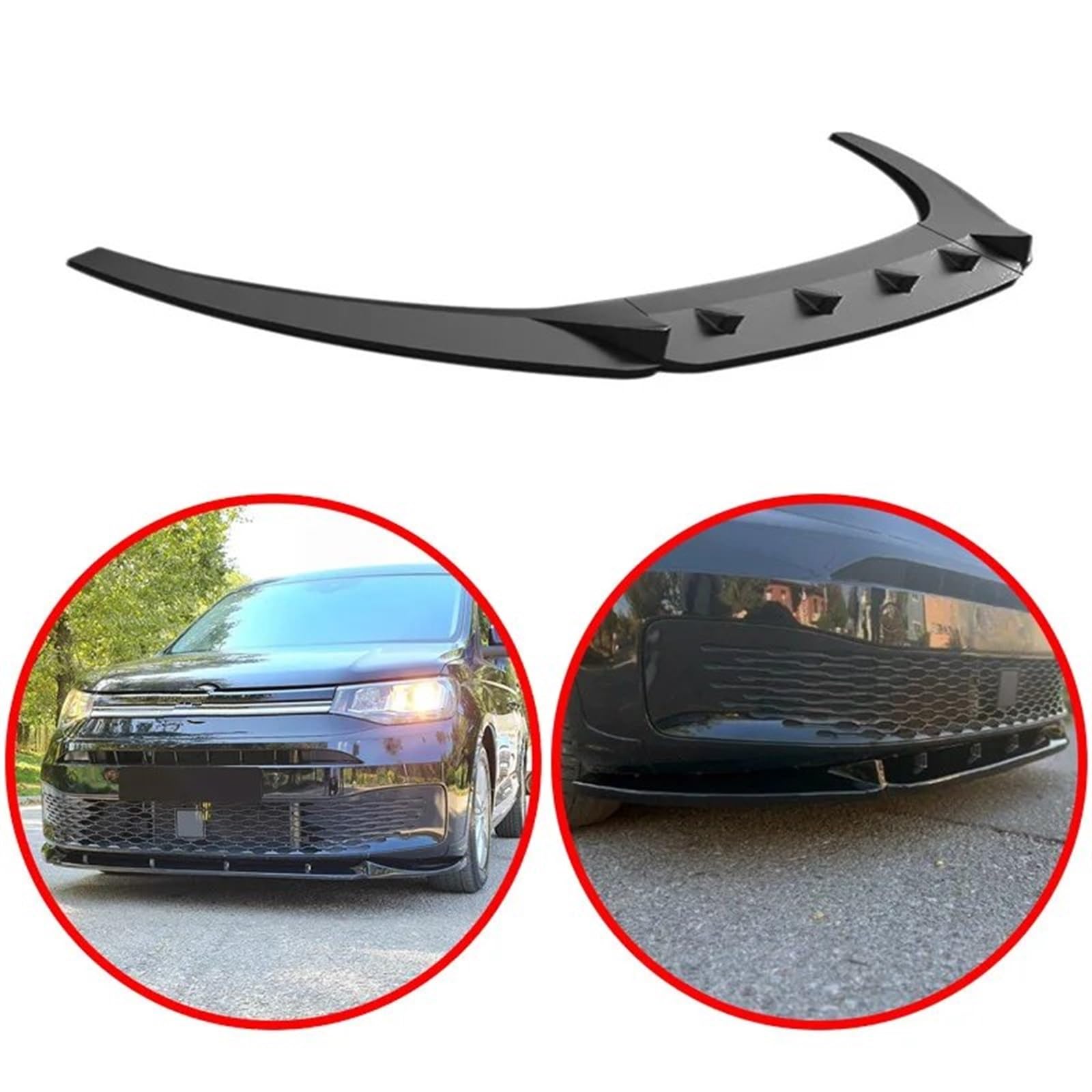 OEXRIGRU Frontlippe Spoiler Für VW Für Caddy Mk5 2021 2022 2023 2024 Spoiler Auto Vorderen Stoßfänger Lip Glänzend Schwarz Oder Carbon Fiber Look Körper Kit Frontstoßstange Spoiler(Carbon Look) von OEXRIGRU