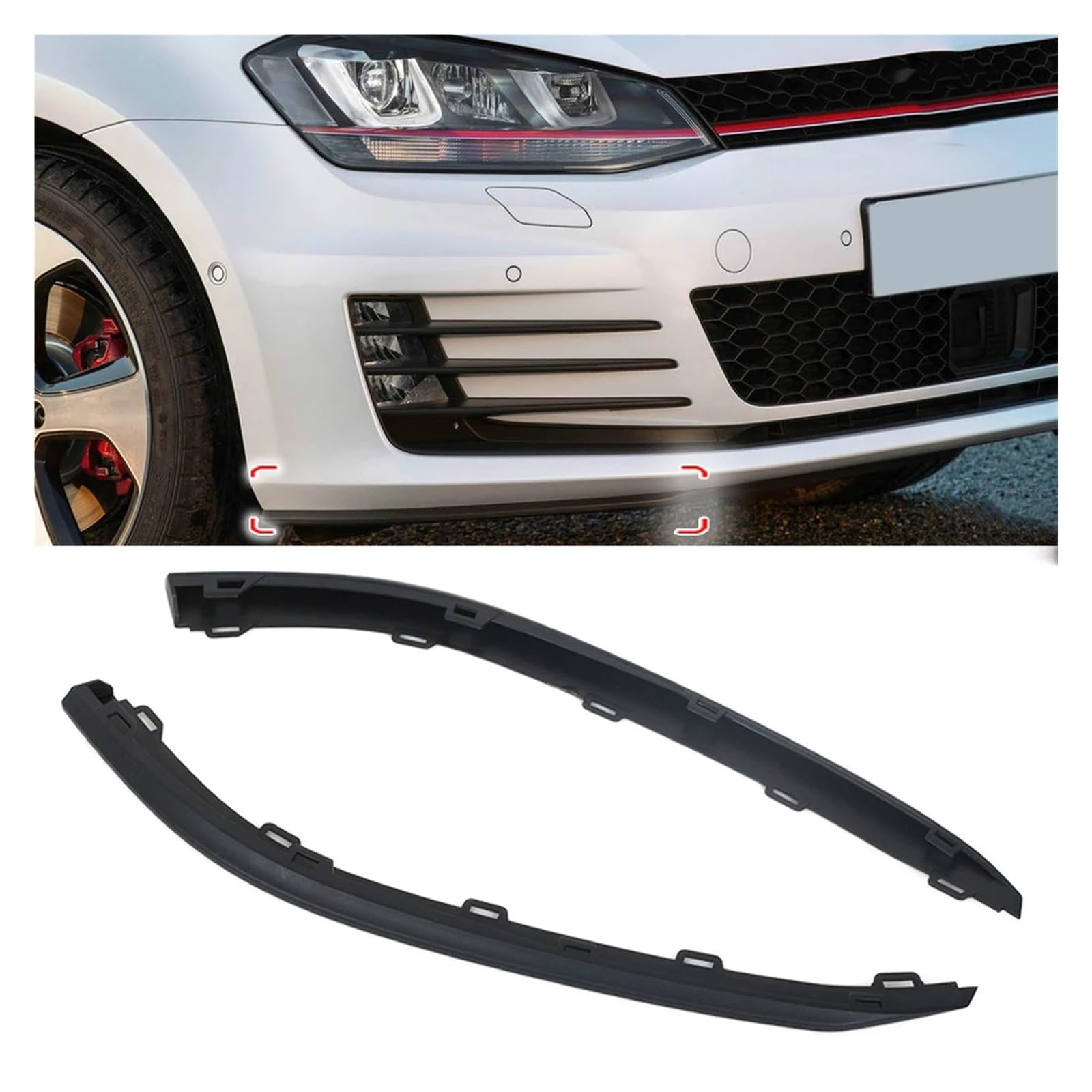 OEXRIGRU Frontlippe Spoiler Für VW Für Golf MK7 Für GTI 2015 2016 2017 5GG8059039B9 Auto Vorderen Stoßfänger Lip Unteren Spoiler Air Deflektor Volant Trim Frontstoßstange Spoiler(Only Left) von OEXRIGRU