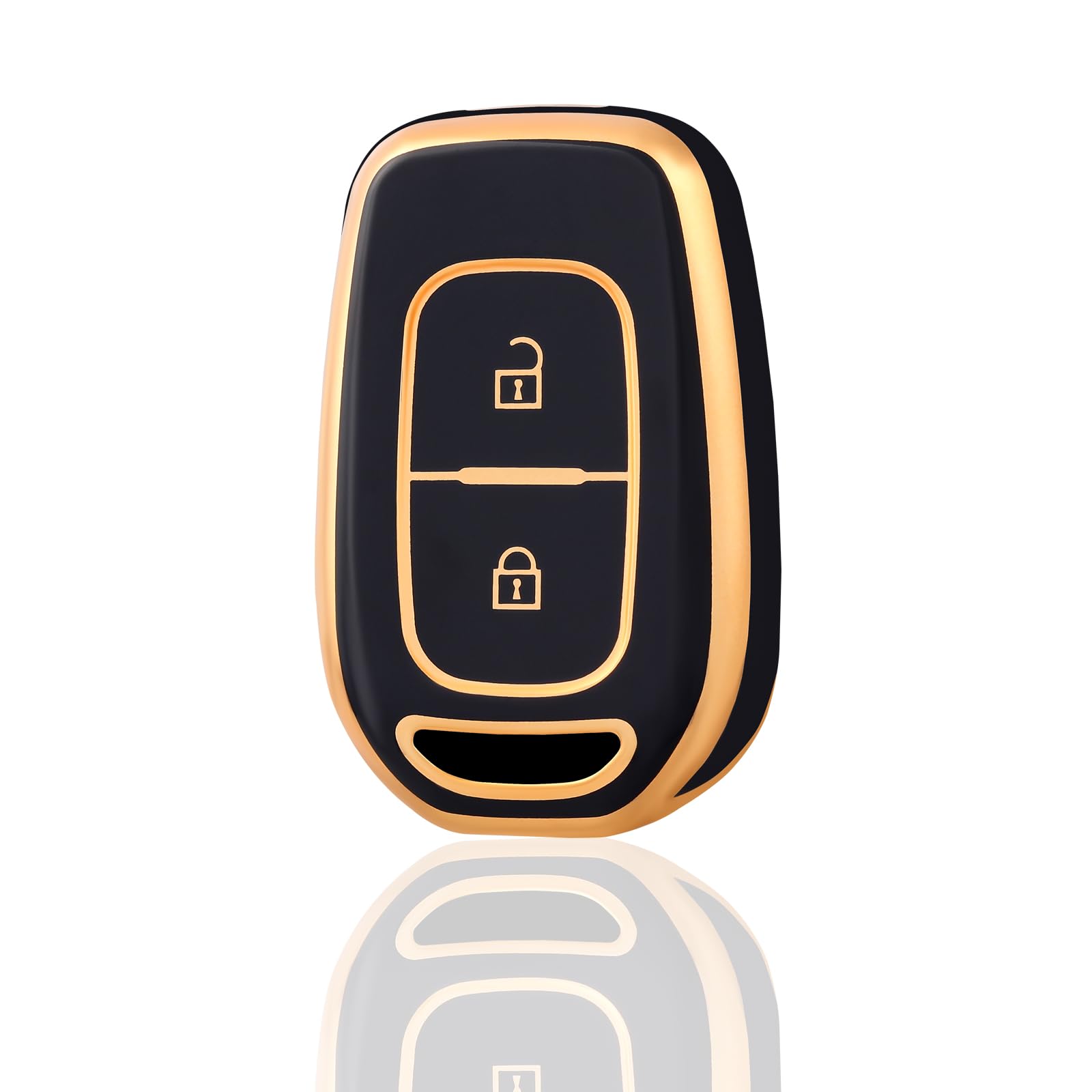 OFF WE GO Autoschlüssel Hülle Schlüssel Hülle Schlüsselhülle Cover für Renault Kwid Symbol Clio Trafic Sandero Dacia Logan Duster Captur Kadjar Schlüsselbox Schlüsselcover Schutz Gehäuse, Schwarz Gold von OFF WE GO