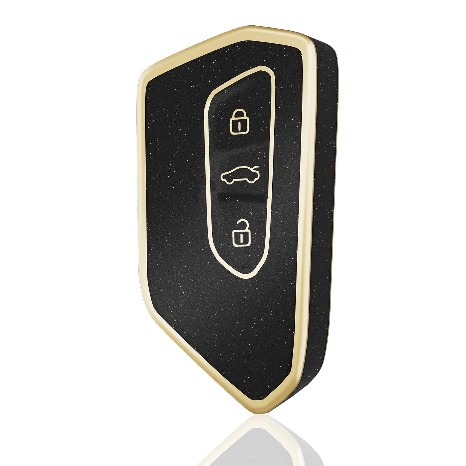 OFF WE GO Autoschlüssel Hülle für VW Schlüsselhülle Cover Schlüsselbox für Volkswagen Golf 8 MK8 Seat Leon MK4 Skoda Octavia 8 Ateca Tarraco Schlüsselcover Schlüssel Schutz Gehäuse, Schwarz Gold von OFF WE GO