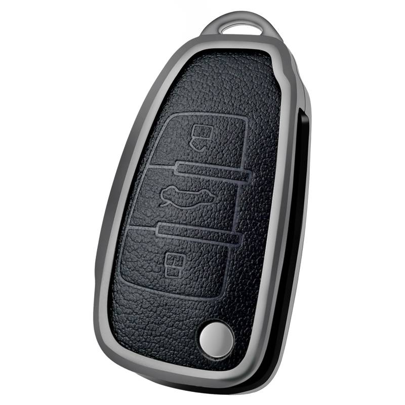 OFF WE GO Schlüsselhülle Cover für Audi Leder Autoschlüssel Hülle für A3 S3 A4 S4 RS4 A6 S6 RS6 Q7 TT TTS R8 Auto Schlüssel Schlüsselbox, Schwarz von OFF WE GO