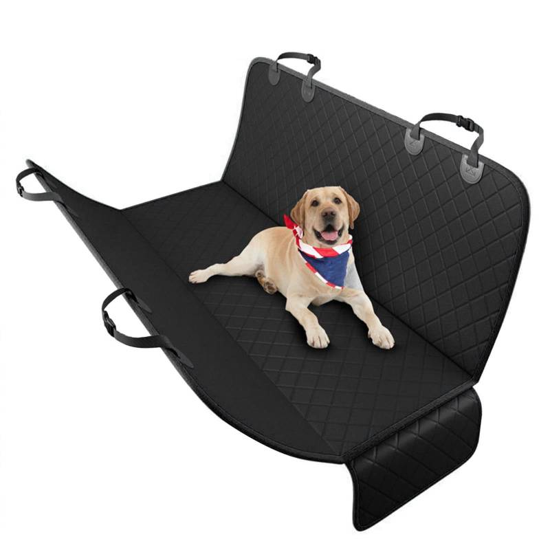 OFFAXE Wasserfest Autoschondecke, 137x 147cm Hundedecke Rückbank, Sitzbezug des Autos für Haustier Anti Rutsch Schondecke Hund Auto mit Einem Kostenlosen Sicherheitsgurt,für Autos Truck (Black Edge) von OFFAXE