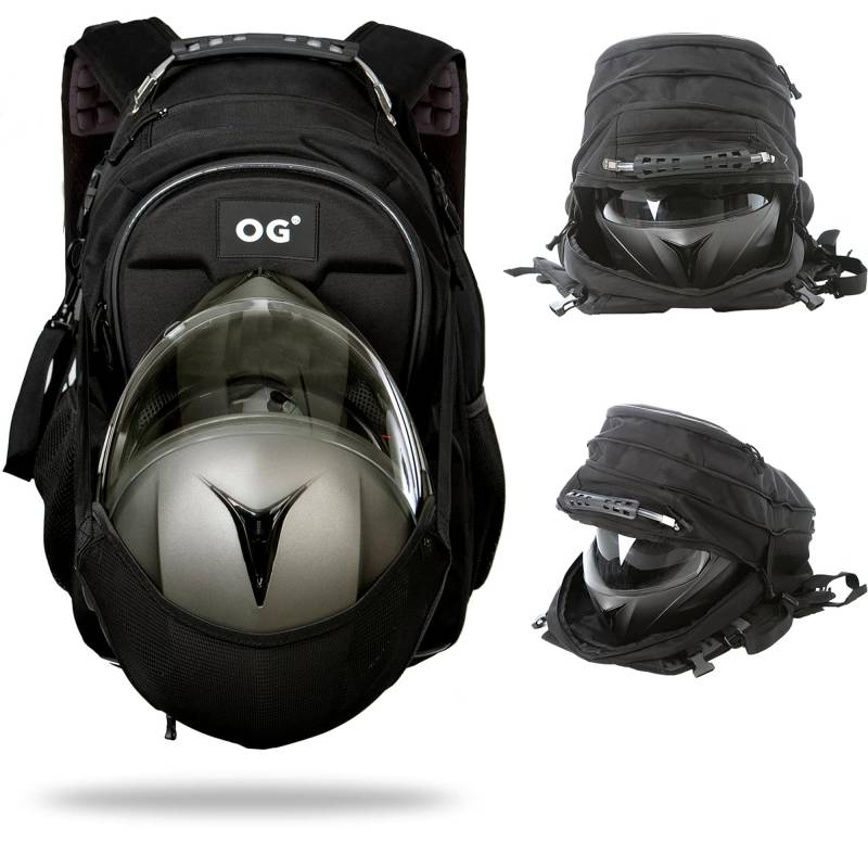 OG Original CityRunner Motorrad Rucksack, Wasserdicht Erweiterbar 30-35L, Helmtasche, Motorradfahrer, Helm-Trageriemen, Hohe Kapazität, Laptopfach, Reflektierend von OG Original