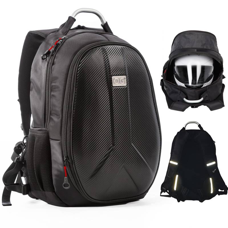 OG Original GetAway Motorrad Rucksack Wasserdicht, Herren, Hartschale, Grosse Kapazität, Erweiterbar 35L/45L, Motorradhelm Tasche, Helmtrageriemen, Anti-Diebstahl, Reflektierend, Laptop von OG Original