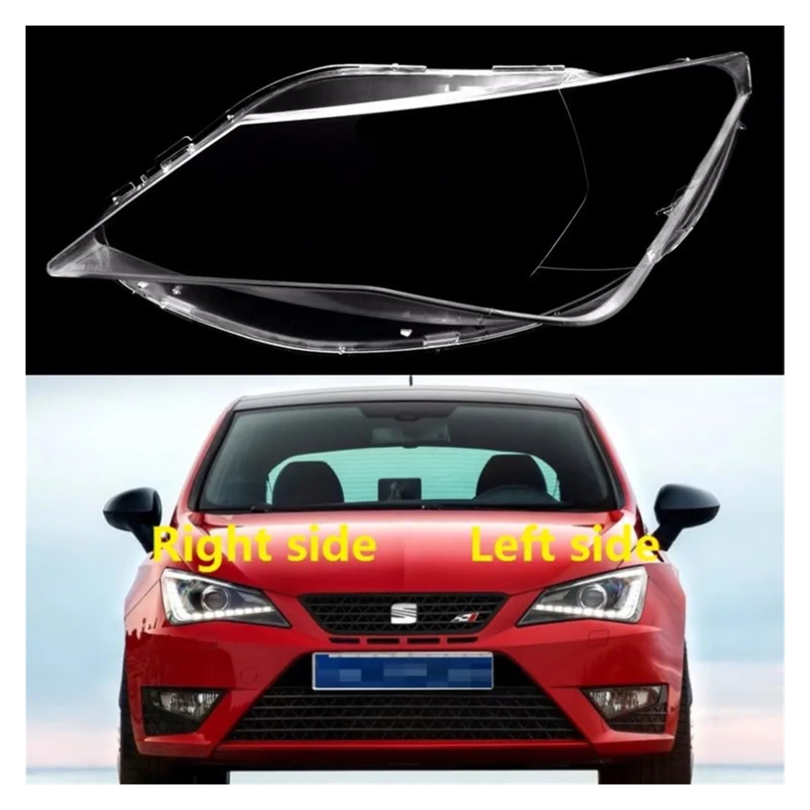 OGONGXM Kompatibel mit Seat Ibiza 2012 2013 2014 2015 2016 Autoscheinwerferlinse, transparenter Lampenschirm, Scheinwerferabdeckung, Schale, Schirm ersetzen(Left Side) von OGONGXM