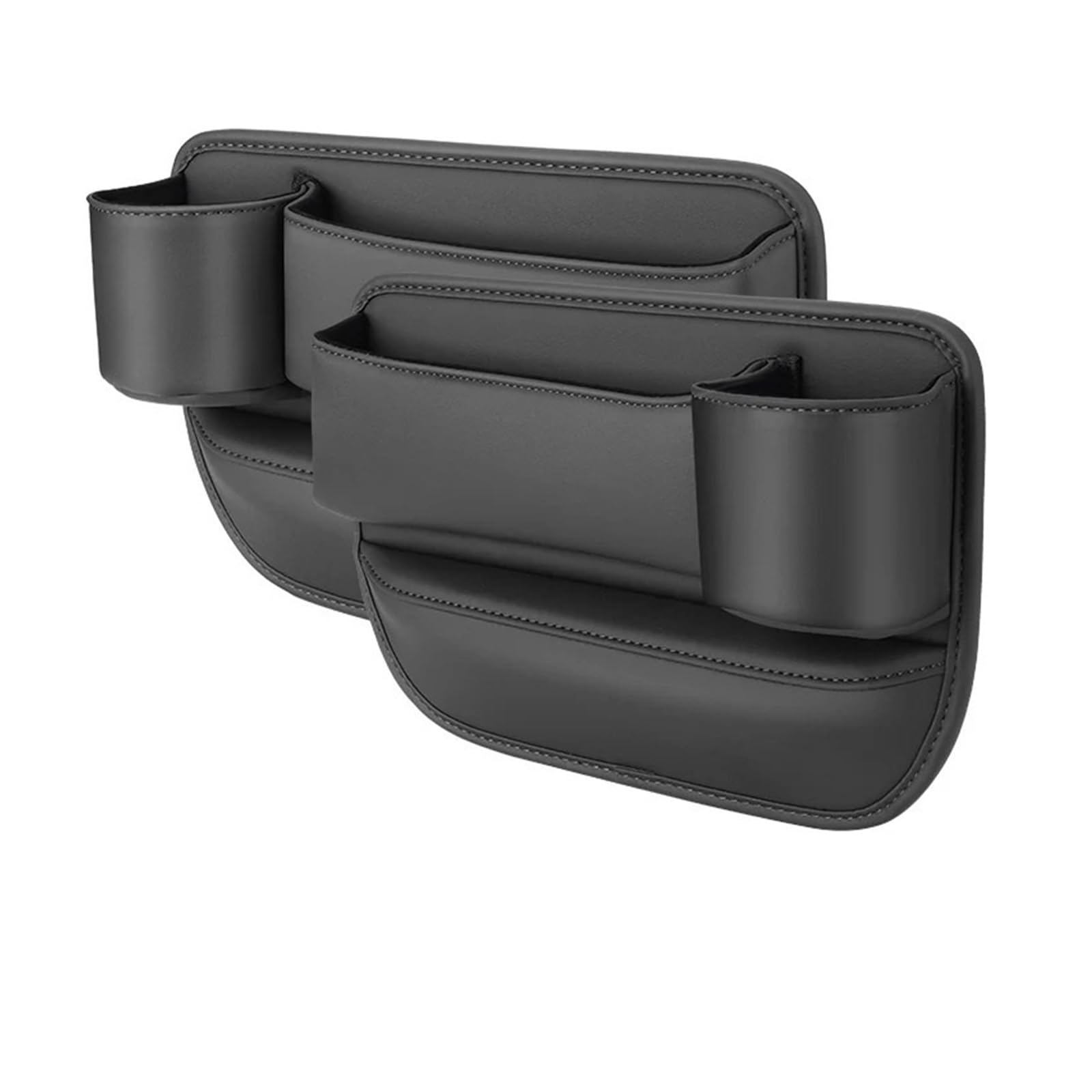 OGONGXM Multifunktions-Autositzlücken-Organizer, Aufbewahrungsbox, Tasche, Universal-Geldbörse, Schlüssel, Karten, Becher, Telefonhalter, Auto-Innenausstattung(1 Pair-Black) von OGONGXM