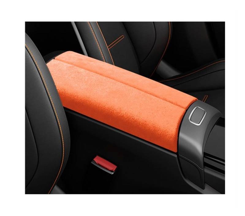 OGONGXM Ultrasuede Wildleder Wrap Lagerung Armlehne Box Panel Trim Abdeckung Kompatibel for Mercedes Benz CLA Klasse 2024 W118 C118 X118 CLA45 AMG 35 200 250(Orange) von OGONGXM