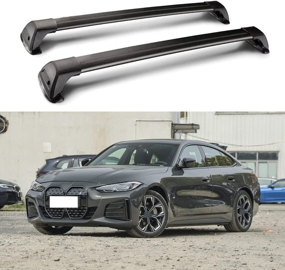 OGRAFF Auto Aluminium Dachträger für BMW i4 Gran Coupe 2022-2024, 2-teiliger Kreuzschienen-Dachträger, Lastenträger, Fahrradträger, Gepäckträger, Schwarz von OGRAFF