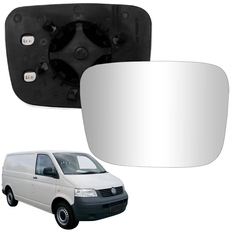 Ersatz Spiegelglas Rechts Geeignet für VW Transporter T5 2003-2009 & Caddy 2004-2015 für Beifahrerseite Außenspiegel Konvex Klar Beheizt (Rechts) von OHWODA