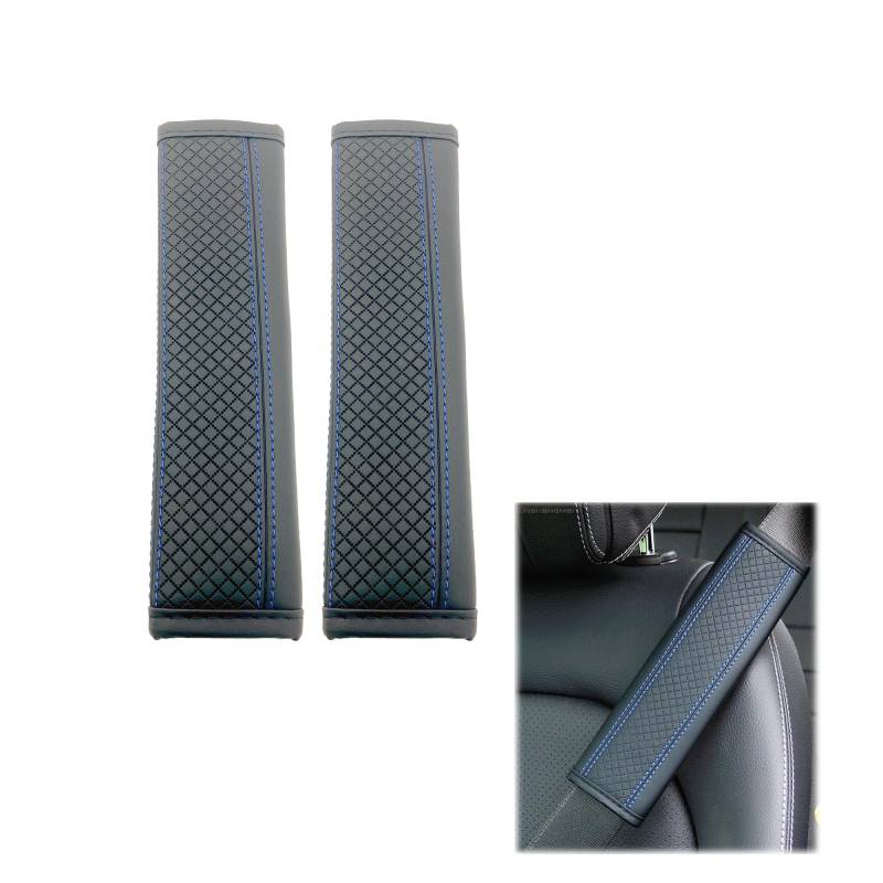 OHYER 2 Stück Gurtpolster Auto Autogurt Polster Gurtschoner Gurtpolster Black and Blue Material Leder Klassische Eleganz Kann für Gepäck mit Gurten wie Autos LKW Laptoptaschen usw verwendet Werden von OHYER