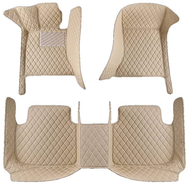 Auto Bodenmatte Fußmatten Für BMW Serise 7 2008-2015 (SWB), Nach Maß Wasserdichtes Anti-Rutsch Allwetterschutz Leder Fussmatten Vorne und Hinten Automatten Set Zubehör,E/Beige von OINTJWWO