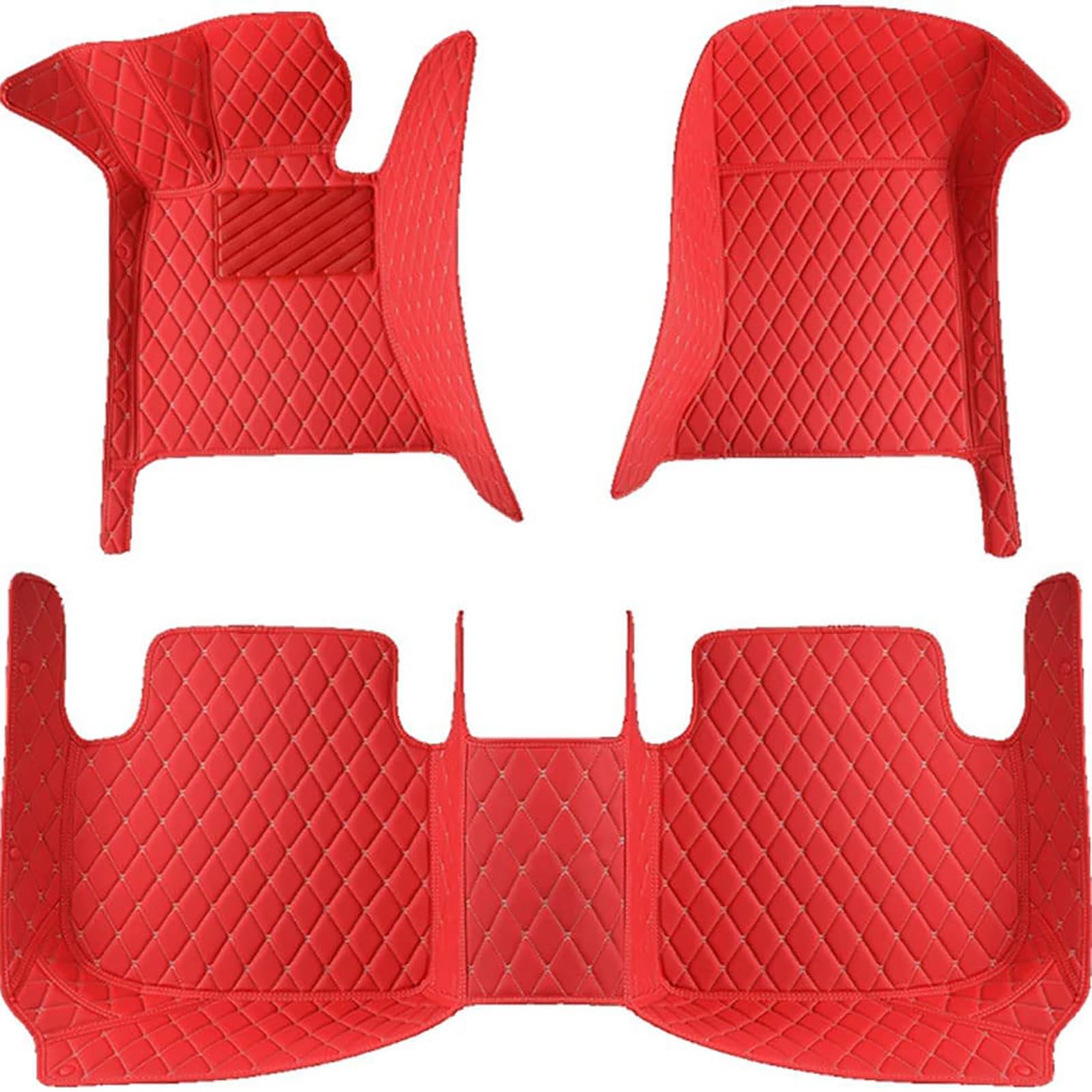 Auto Bodenmatte Fußmatten Für Dodge Dorango (7seats) 2014-2023, Nach Maß Wasserdichtes Anti-Rutsch Allwetterschutz Leder Fussmatten Vorne und Hinten Automatten Set Zubehör,H/Red von OINTJWWO