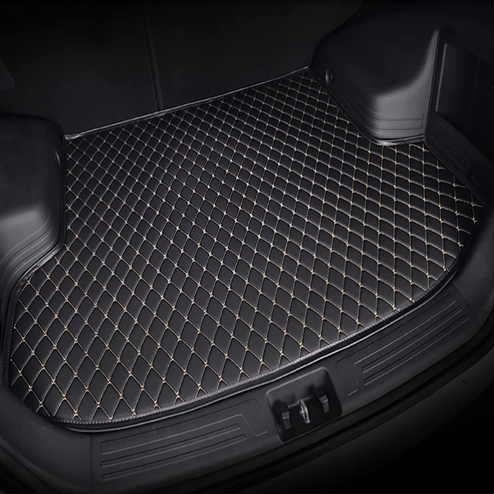 Auto Leder Kofferraummatten für Audi A72019 2020 2021, Kofferraumwanne Cargo Teppich Kofferraum Kratzfeste Schutzmatte Kofferraummatte Innenraum ZubehöR,B/Black-Beige von OINTJWWO