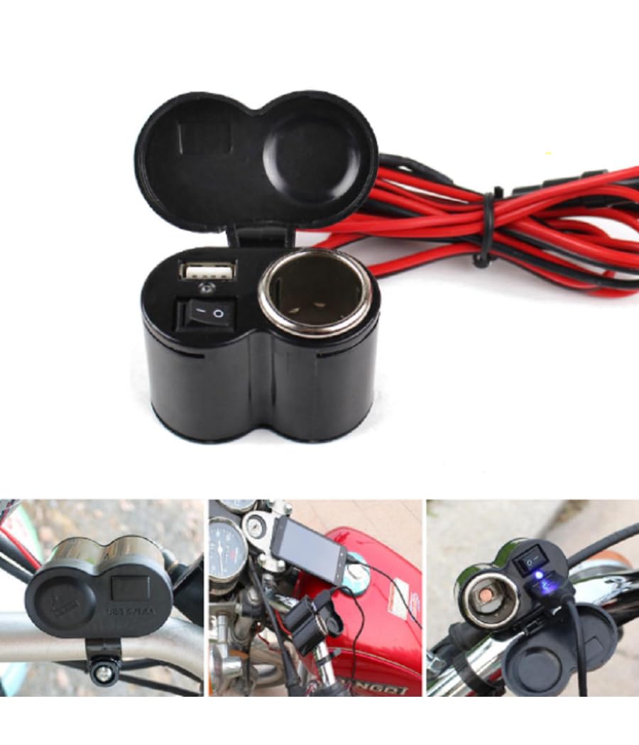 OISE ART STORE Trade Shop Q-a47 Zigarettenanzünder-Stecker für Motorrad, Handy, USB-Anschlüsse, Zigarettenanzünder von OISE ART STORE