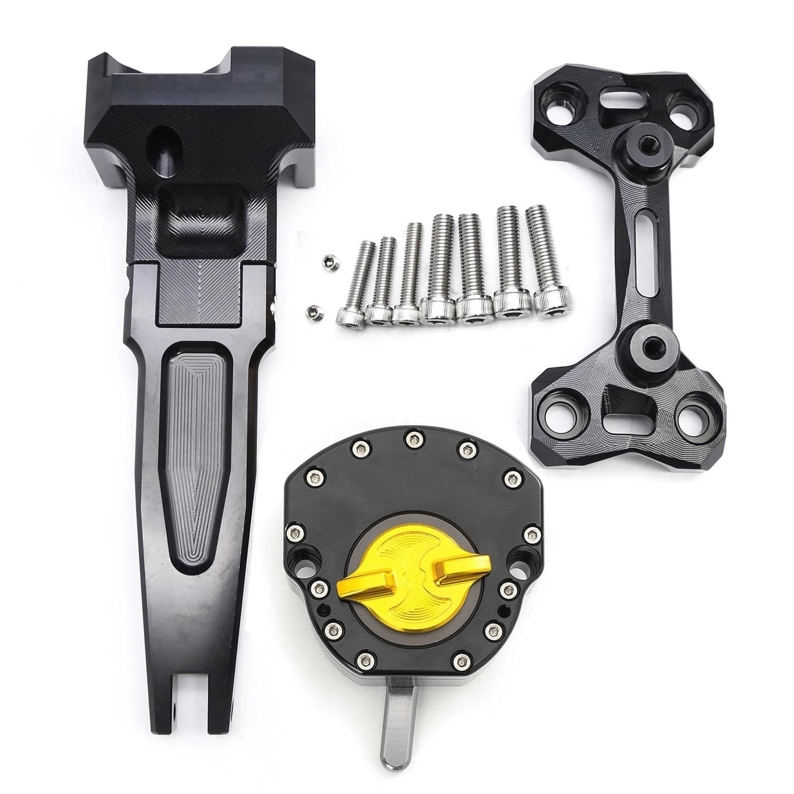 Motorrad Titan Lineal Aluminium Lenkung Dämpfer Halterung Montage Kit Für Tracer MT-09 900 9 GT 9GT MT09 2015 2016 2017 2018 2019-2022(Black gold set) von OJNHSFVPO