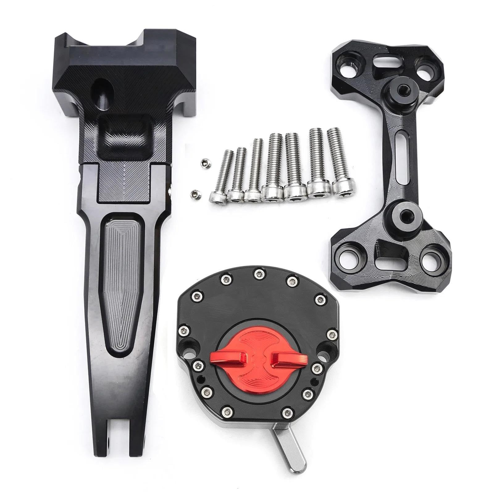 Motorrad Titan Lineal Aluminium Lenkung Dämpfer Halterung Montage Kit Für Tracer MT-09 900 9 GT 9GT MT09 2015 2016 2017 2018 2019-2022(Black red set) von OJNHSFVPO