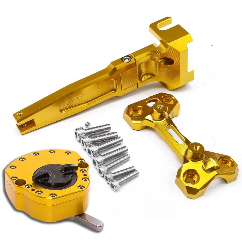 Motorrad Titan Lineal Aluminium Lenkung Dämpfer Halterung Montage Kit Für Tracer MT-09 900 9 GT 9GT MT09 2015 2016 2017 2018 2019-2022(Gold set) von OJNHSFVPO