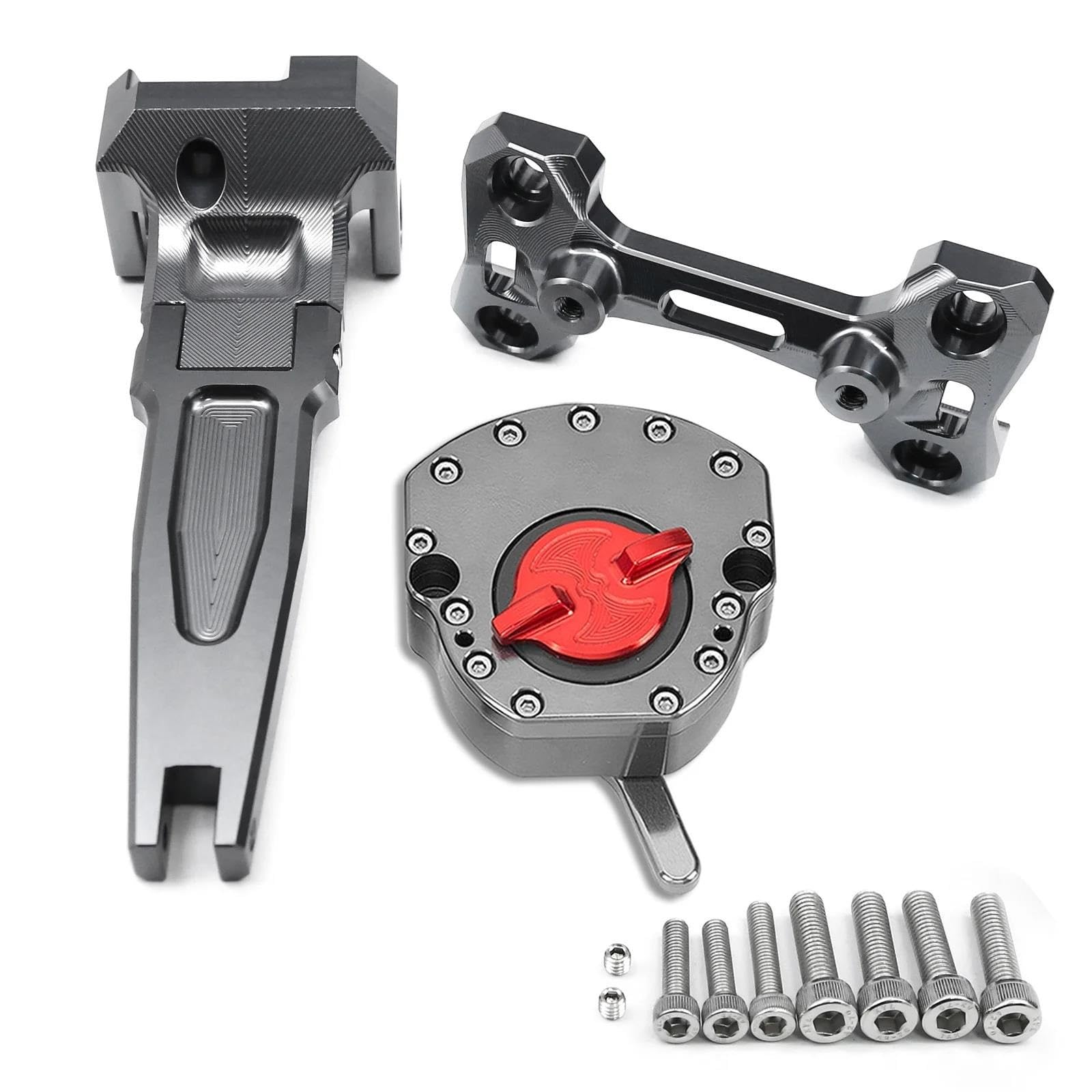 Motorrad Titan Lineal Aluminium Lenkung Dämpfer Halterung Montage Kit Für Tracer MT-09 900 9 GT 9GT MT09 2015 2016 2017 2018 2019-2022(Gray red set) von OJNHSFVPO