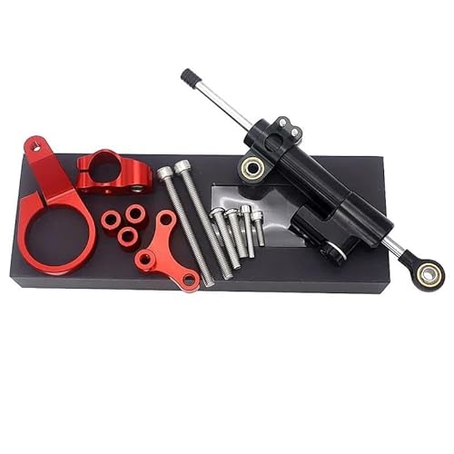 Motorrad Titan Lineal CNC Carbon Fiber Einstellbare Lenkung Dämpfer Stabilisator Kit Für CBR650R CBR 650 R Cbr650r Cbr 650 R 2019 2020(Black red kit) von OJNHSFVPO