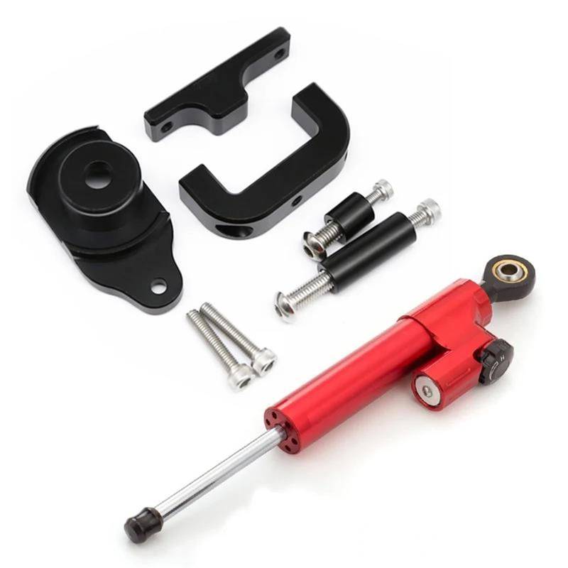 Motorrad Titan Lineal Für Kaabo Mantis Elektrische Roller Zubehör CNC Lenkung Dämpfer Halterung Montage Kit Skateboard Teile(Red Black set) von OJNHSFVPO