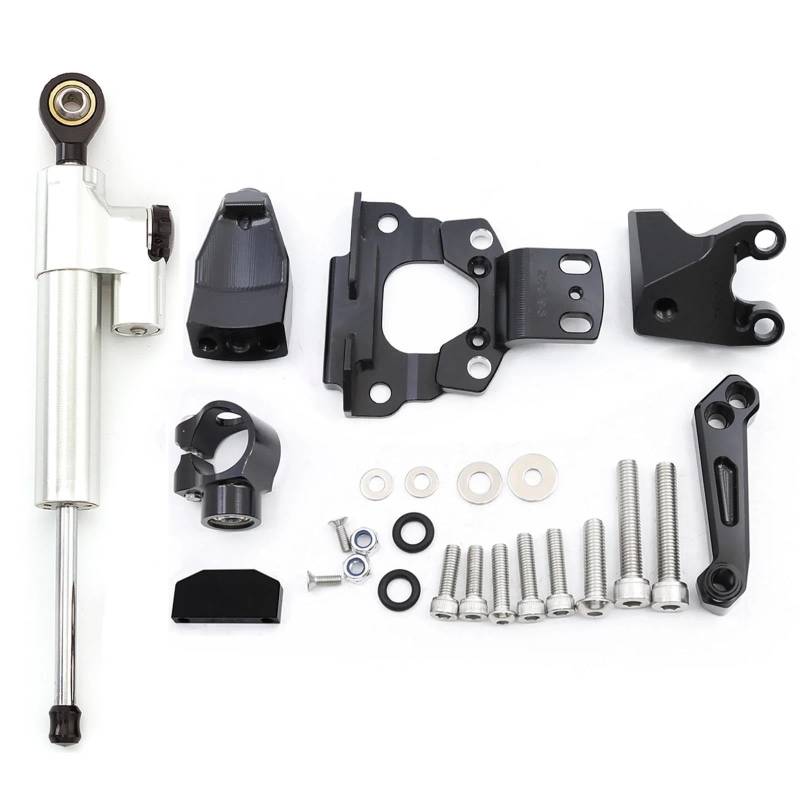 Motorrad Titan Lineal Für Kawasaki Z650 Z 650 2017 2018 2019 Stabilisator Lenkung Dämpfer Halterung Montage Kit Unterstützung Zubehör(Silver black set) von OJNHSFVPO