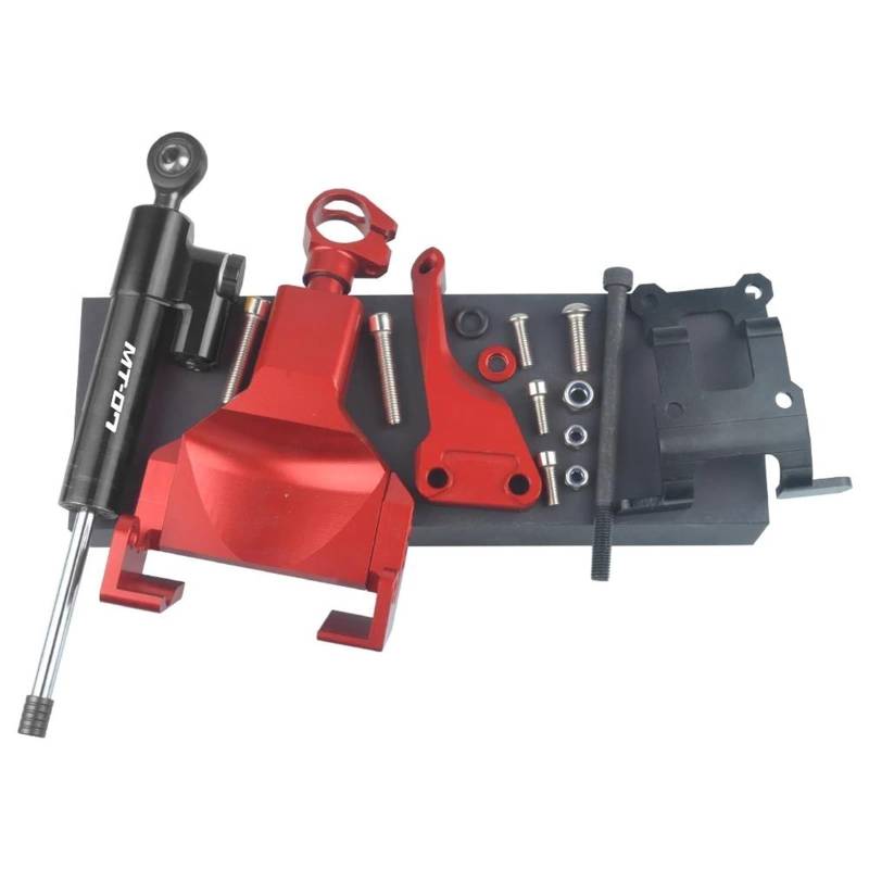 Motorrad Titan Lineal Für MT-07 FZ-07 2014-2018 2017 Lenkungsstabilisator Dämpfer Montagehalterung Kit MT 07 FZ 07 Moto Cage 2015 2016(Red kit) von OJNHSFVPO