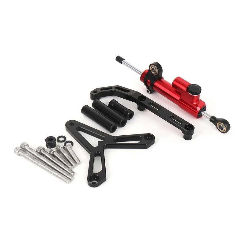 Motorrad Titan Lineal Für Tracer 9 GT Für Tracer9 2021 2022 2023 Lenkung Dämpfer Stabilisator Halterung Kit(Red Black set) von OJNHSFVPO